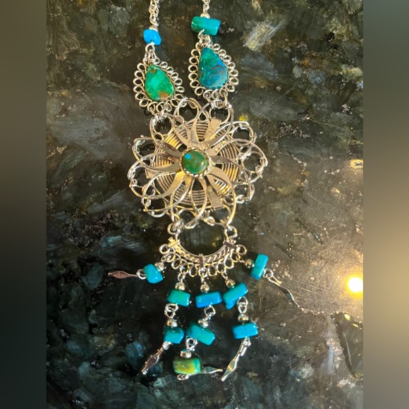 Sterling silver and turquoise necklace - Picture 1 of 3